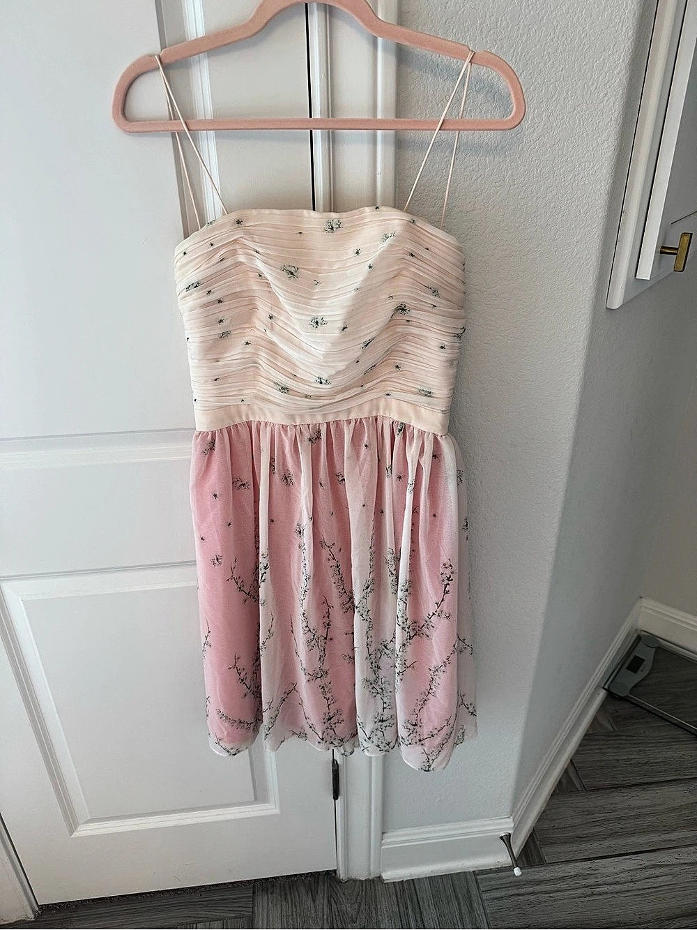 ERIN fetherston Floral Mini Dress in Pink & Cream Size 8 Like New